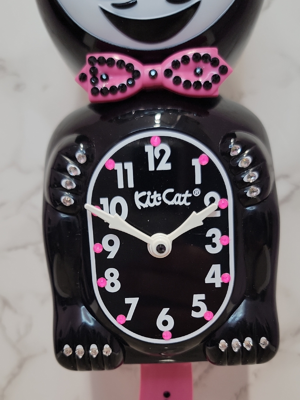 Jeweled Kit-Cat Klock clock SUPER RARE with pink bow tie & tail - Picture 7 of 10